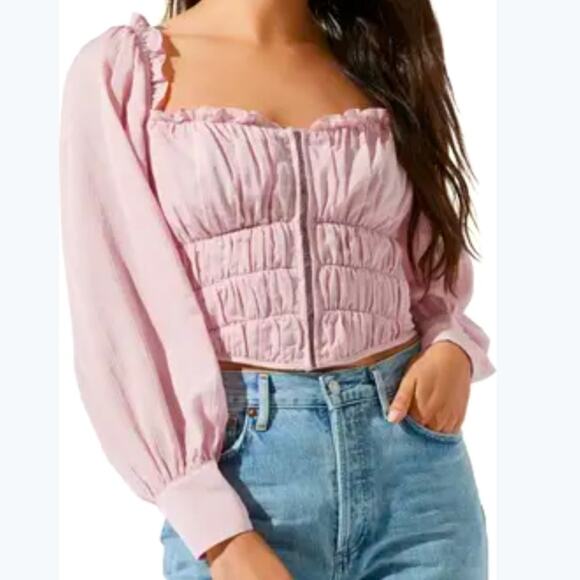 ASTR the Label Amber Puff Sleeve Smocked Blouse - Picture 1 of 7